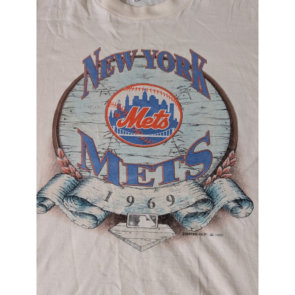 Vintage 1992 Starter New York Mets 1969 World Series T-Shirt Mens Medium Cream - Picture 4 of 4